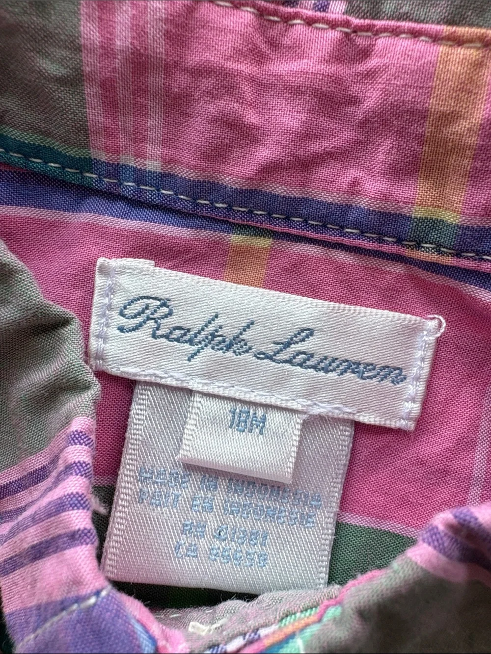 Ralph Lauren Baby Boy Plaid Shirt size 18m
